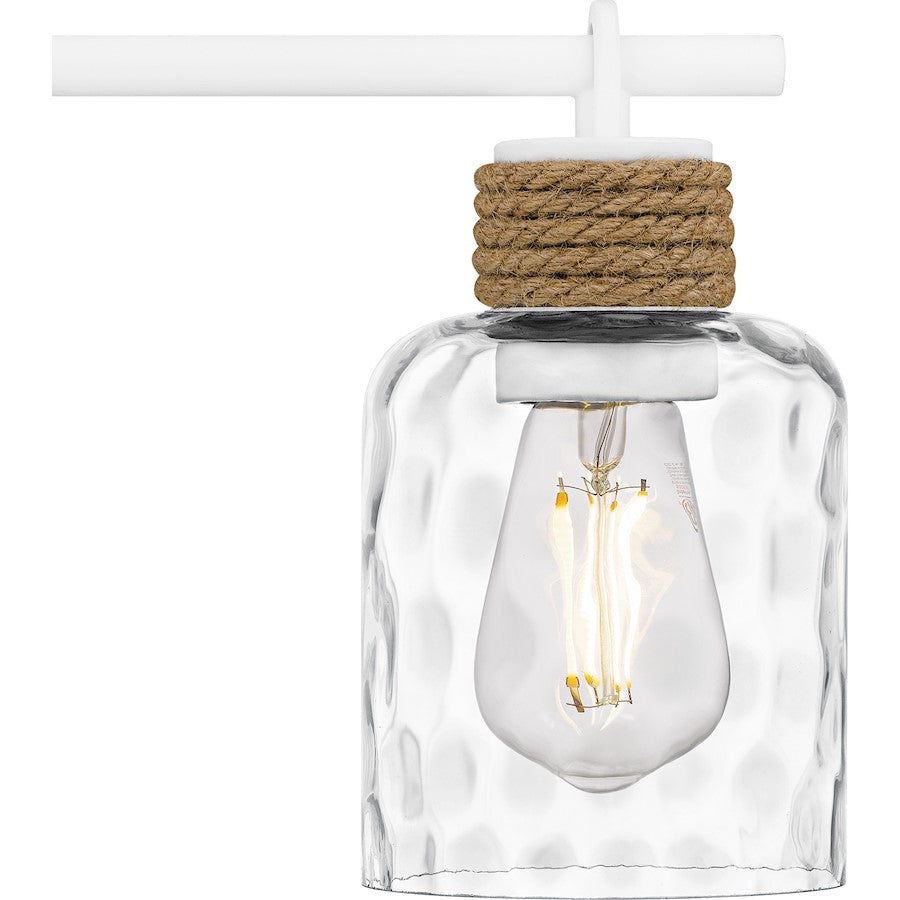 Baltic 3Light Bath Light, Matte White/Clear Water Glass