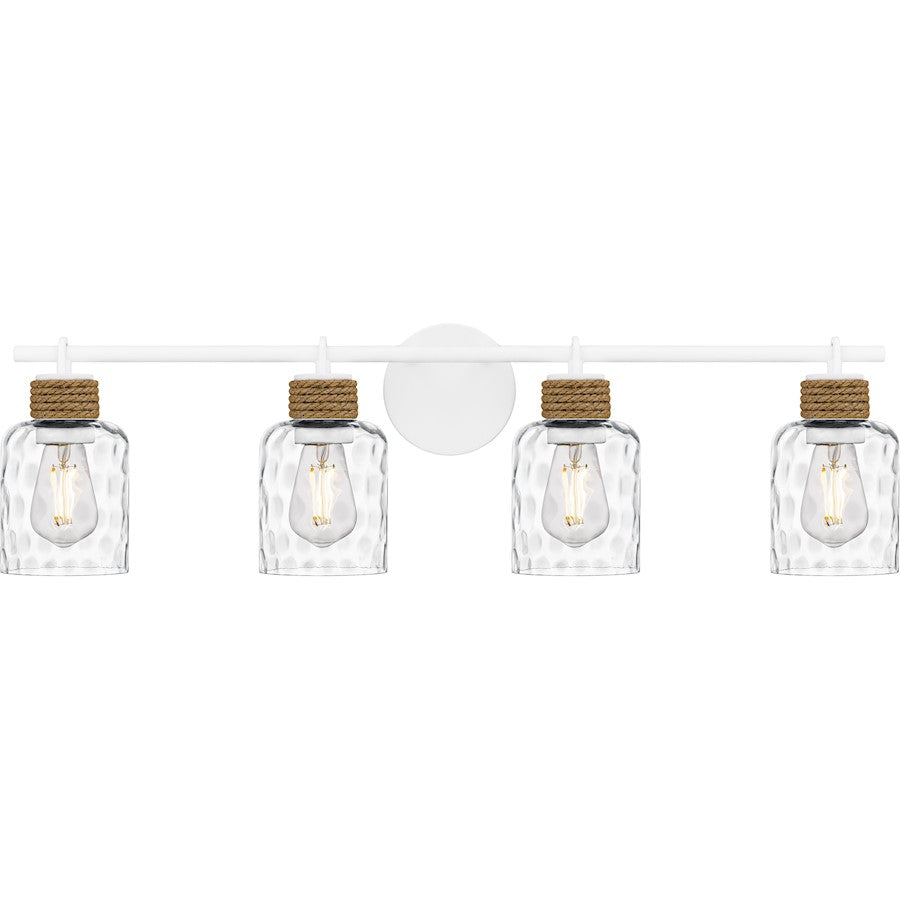 Quoizel Baltic 4Light Bath Light, Matte White/Clear Water Glass - BTC8634W
