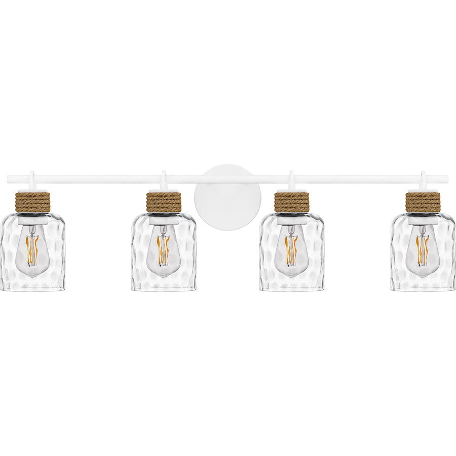 Baltic 4Light Bath Light, Matte White/Clear Water Glass