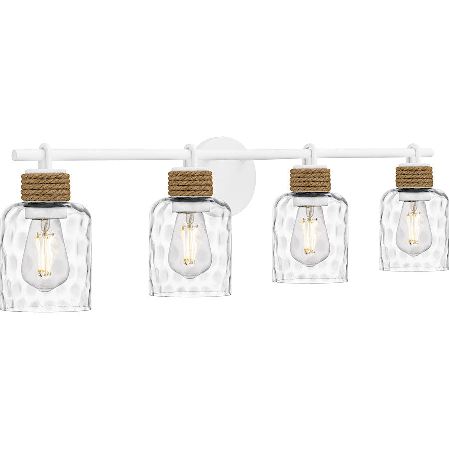 Baltic 4Light Bath Light, Matte White/Clear Water Glass