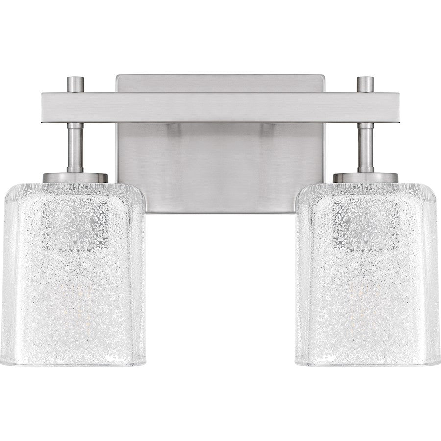 Brenthouse 2Lt Bath Light, Nickel/Clear/Sand Spray Inside