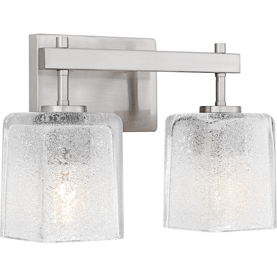 Brenthouse 2Lt Bath Light, Nickel/Clear/Sand Spray Inside