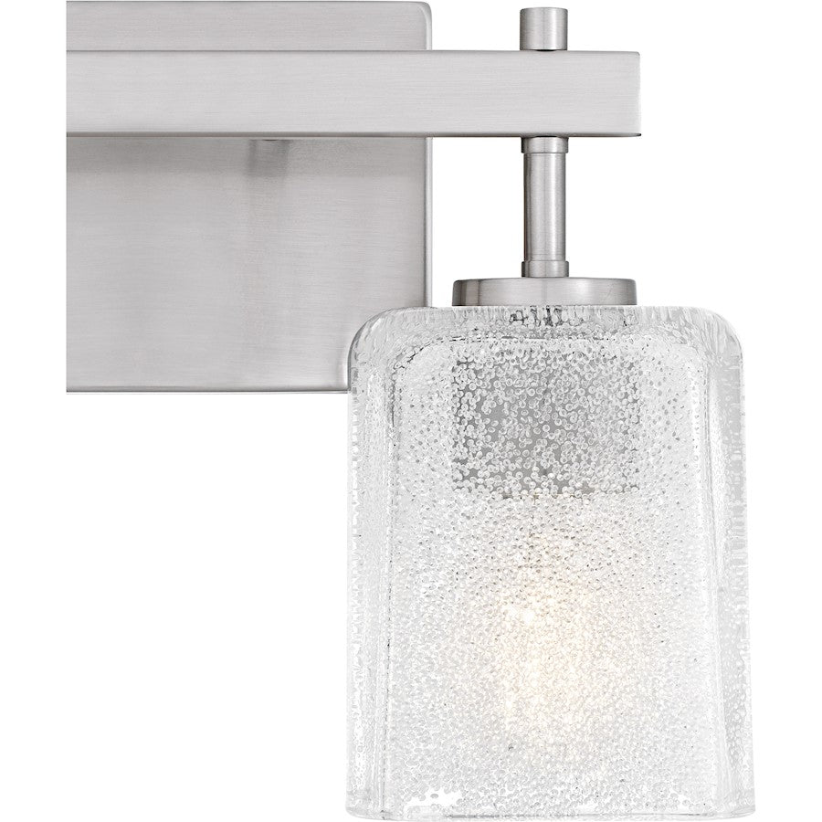 Brenthouse 2Lt Bath Light, Nickel/Clear/Sand Spray Inside