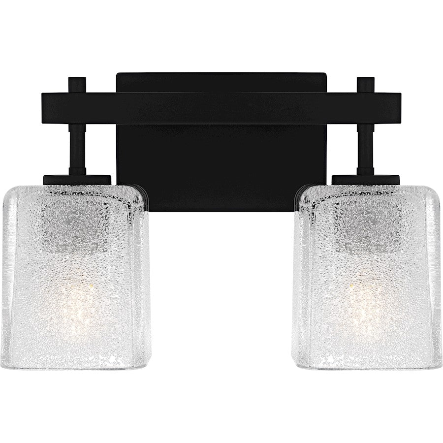 Quoizel Brenthouse 2Lt Bath Light, Black/Clear/Sand Spray Inside - BTH8613MBK