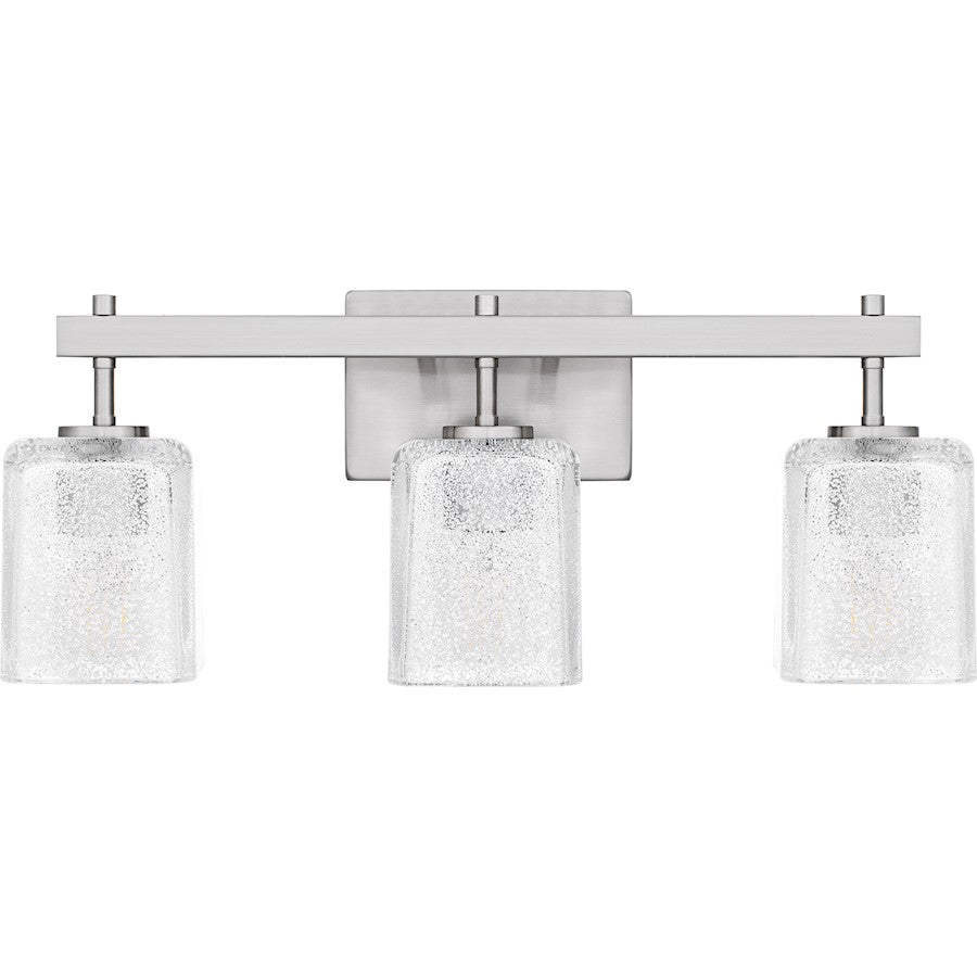 Brenthouse 3Lt Bath Light, Nickel/Clear/Sand Spray Inside