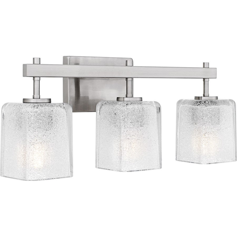 Brenthouse 3Lt Bath Light, Nickel/Clear/Sand Spray Inside