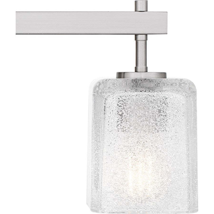 Brenthouse 3Lt Bath Light, Nickel/Clear/Sand Spray Inside