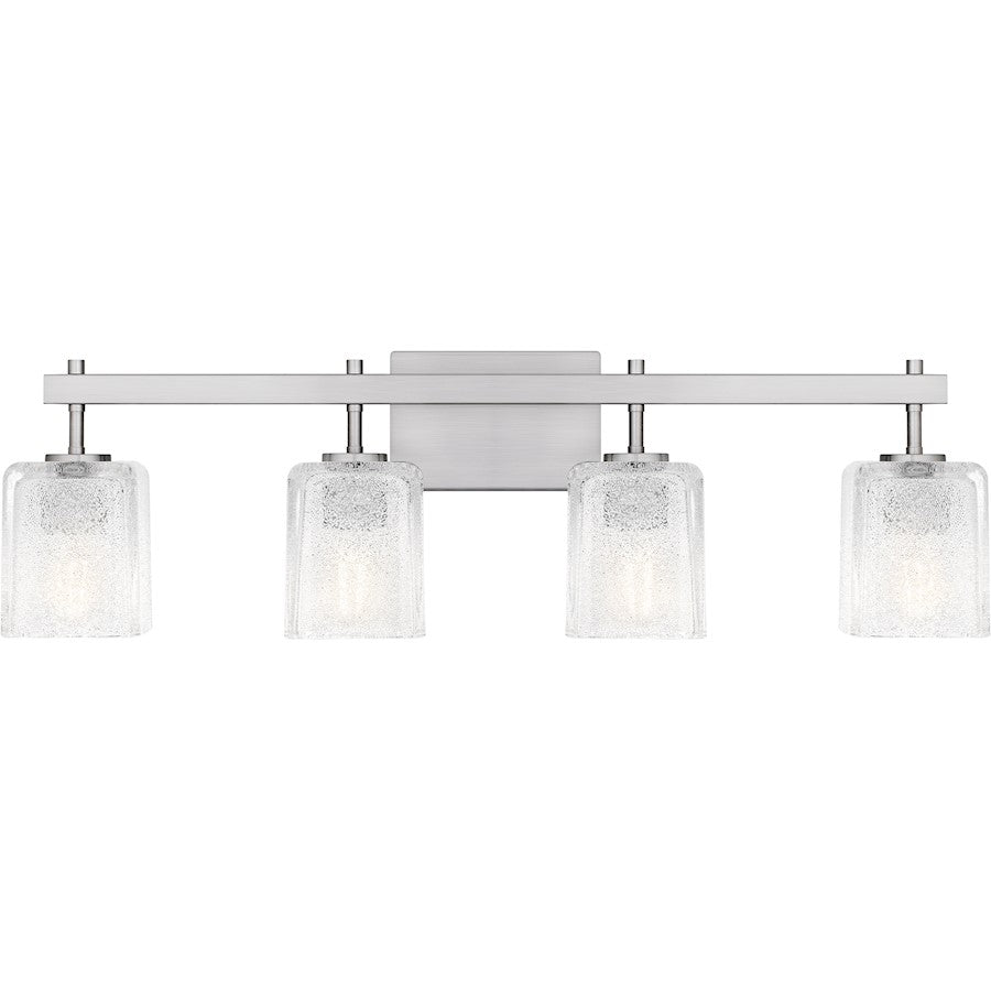 Quoizel Brenthouse 4Lt Bath Light, Nickel/Clear/Sand Spray Inside - BTH8631BN
