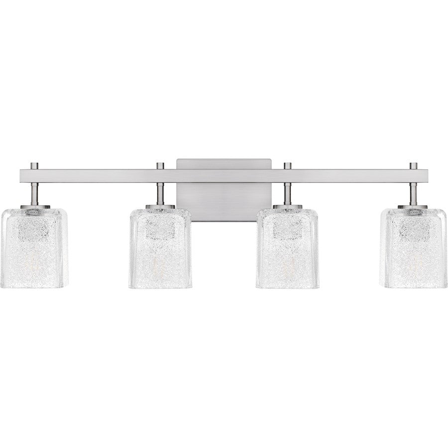 Brenthouse 4Lt Bath Light, Nickel/Clear/Sand Spray Inside