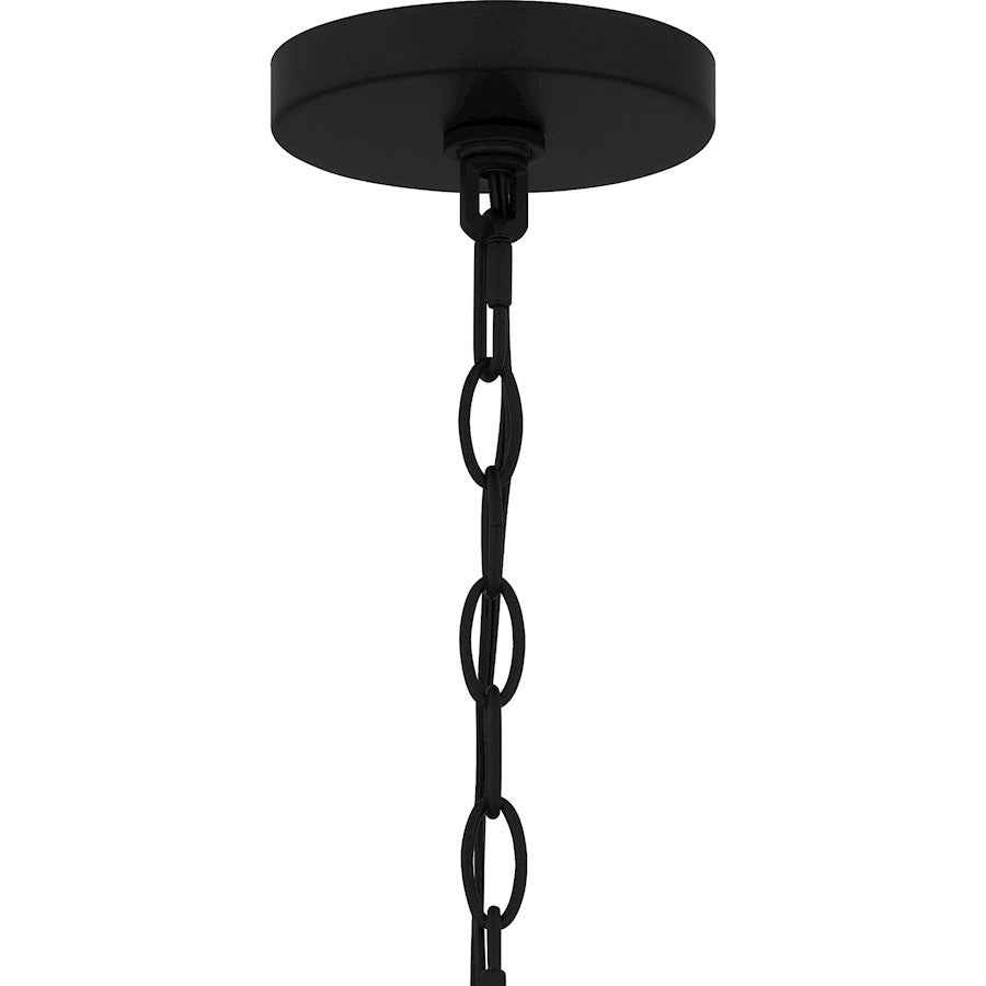Bayside 5 Light Chandelier, Matte Black/White Fabric