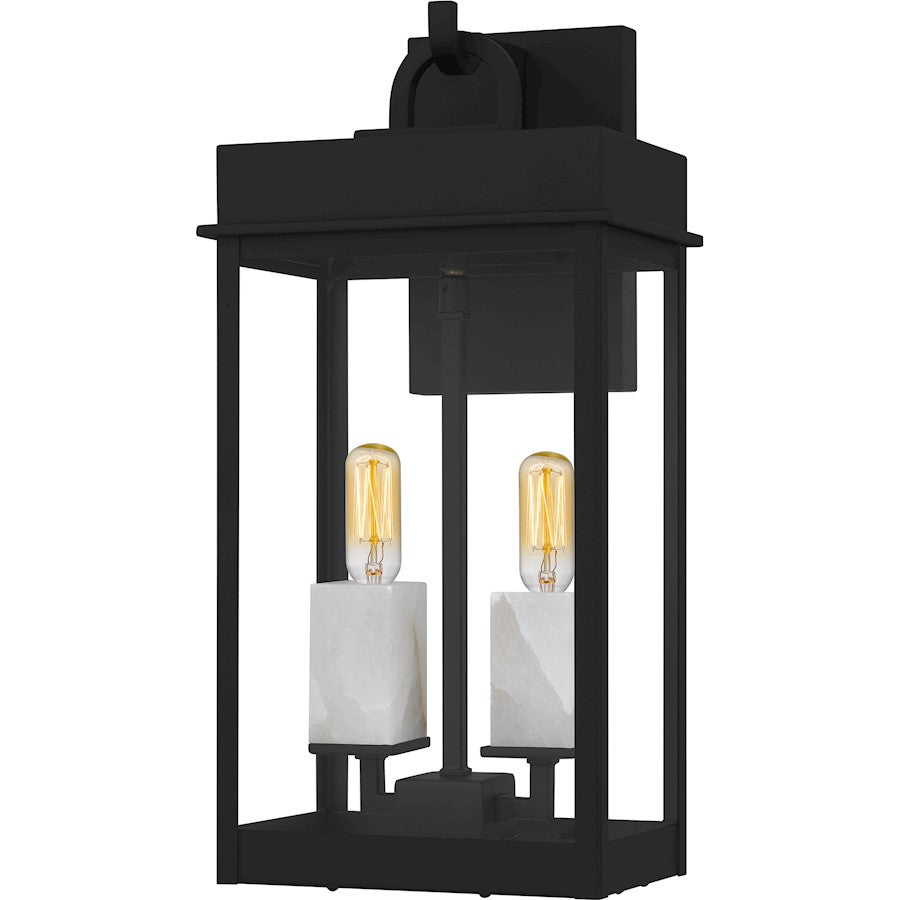 Quoizel Carmen 2Lt 16" Outdoor Lantern, Black/Clear/Tempered Panel - CAM8408MBK