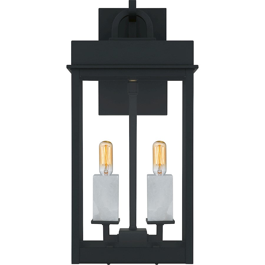 Carmen 2Lt 16" Outdoor Lantern, Black/Clear/Tempered Panel