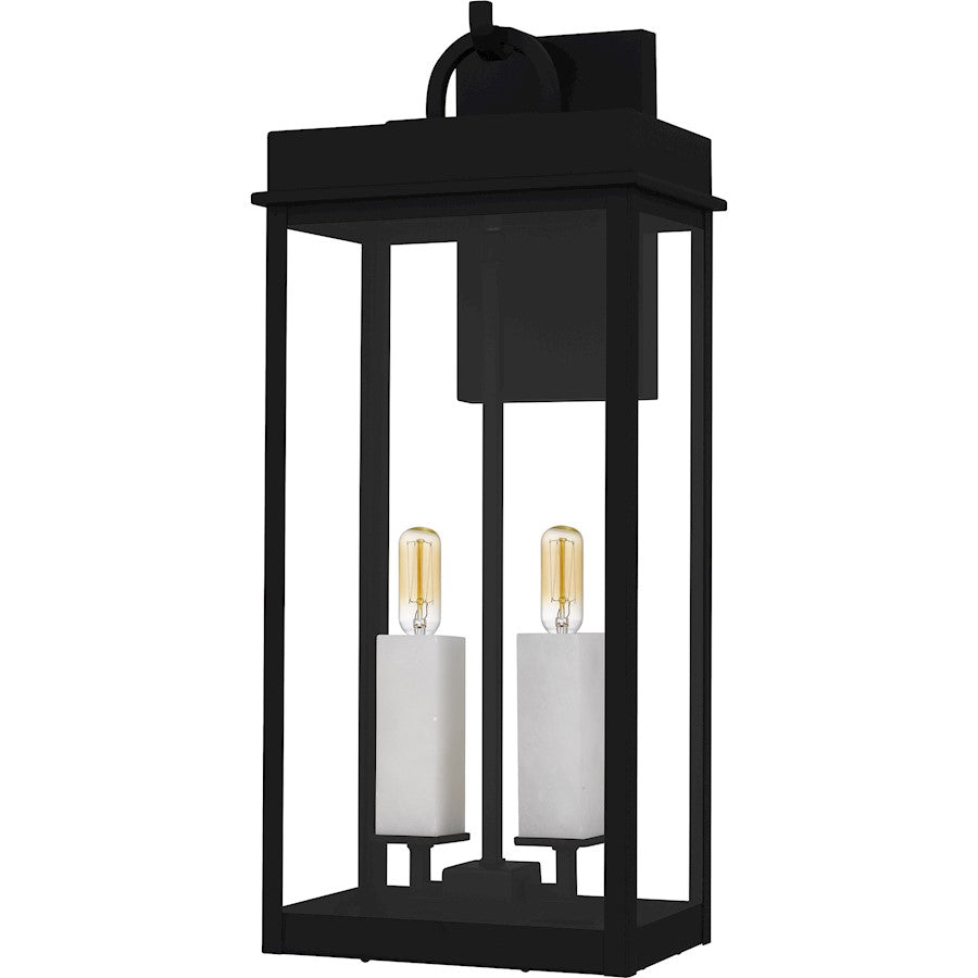 Carmen 2Lt 22" Outdoor Lantern, Black/Clear/Tempered Panel