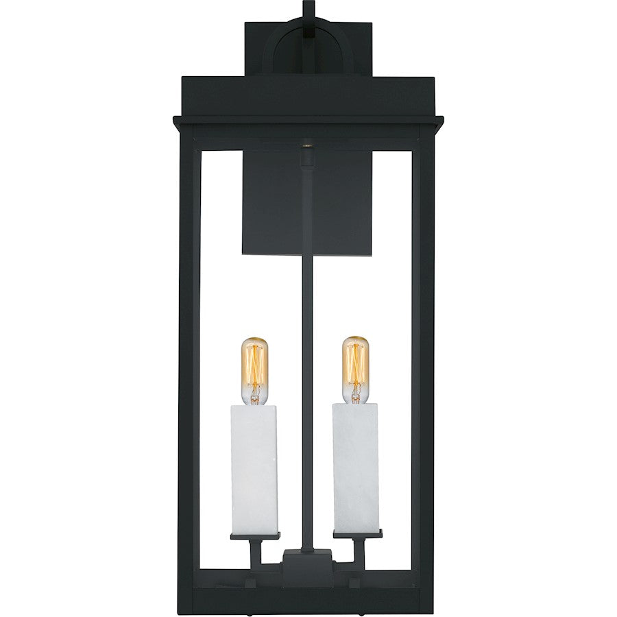 Carmen 2Lt 22" Outdoor Lantern, Black/Clear/Tempered Panel