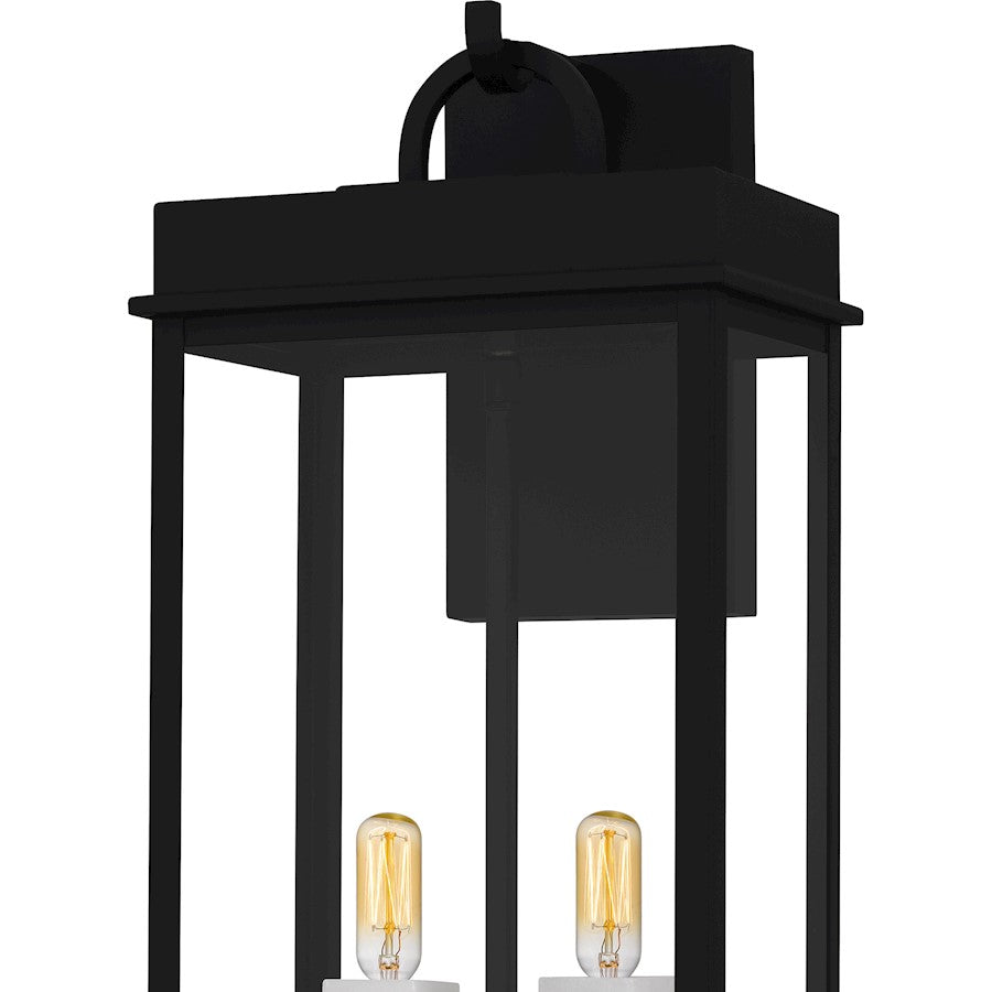Carmen 2Lt 22" Outdoor Lantern, Black/Clear/Tempered Panel