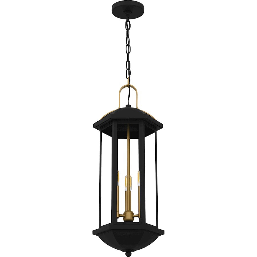 Crestfield 3Lt 27" Outdoor Lantern, Black/Clear
