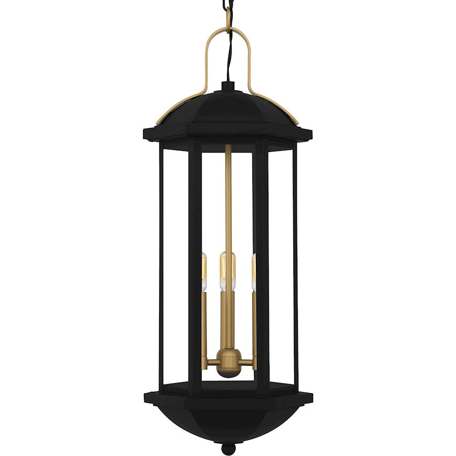 Crestfield 3Lt 27" Outdoor Lantern, Black/Clear
