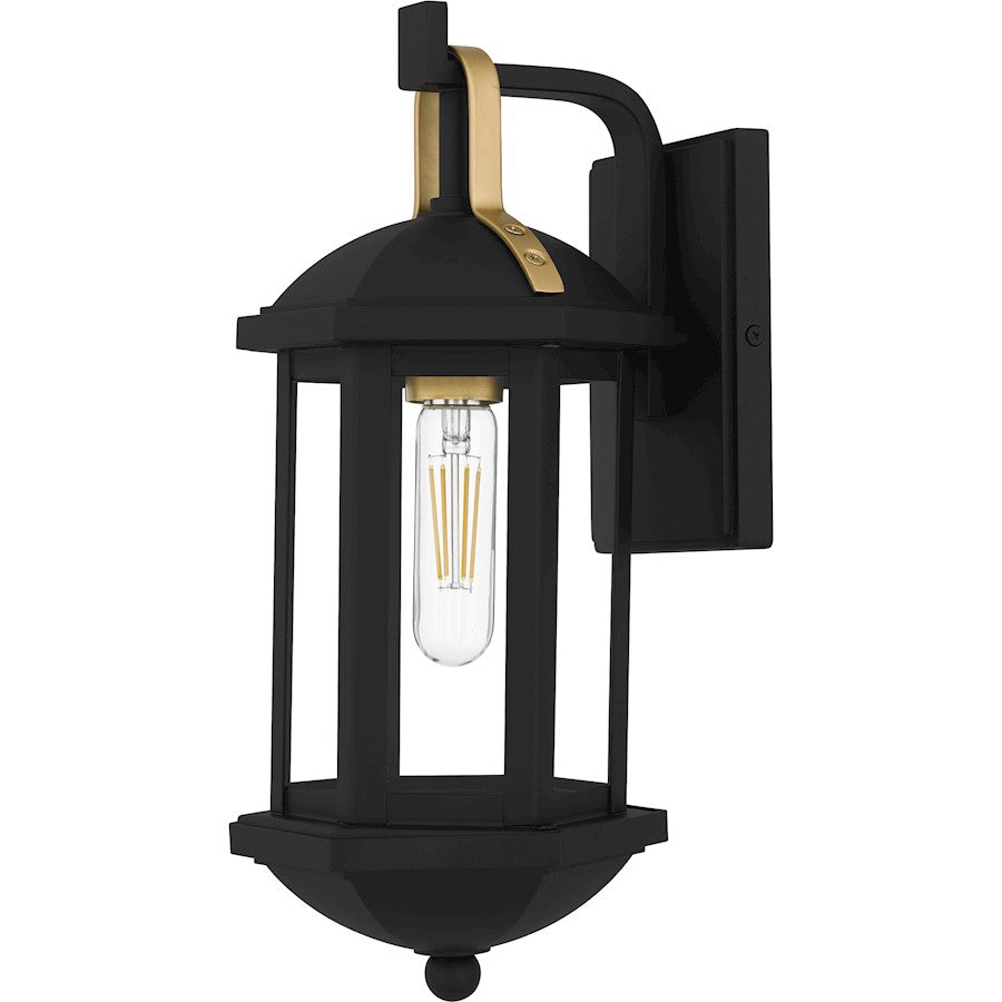 Crestfield 1Light Outdoor Lantern, Matte Black/Clear Glass