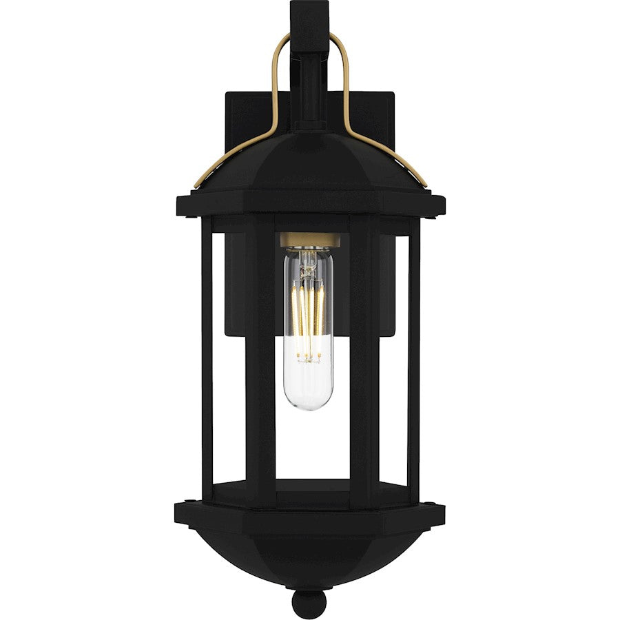 Crestfield 1Light Outdoor Lantern, Matte Black/Clear Glass