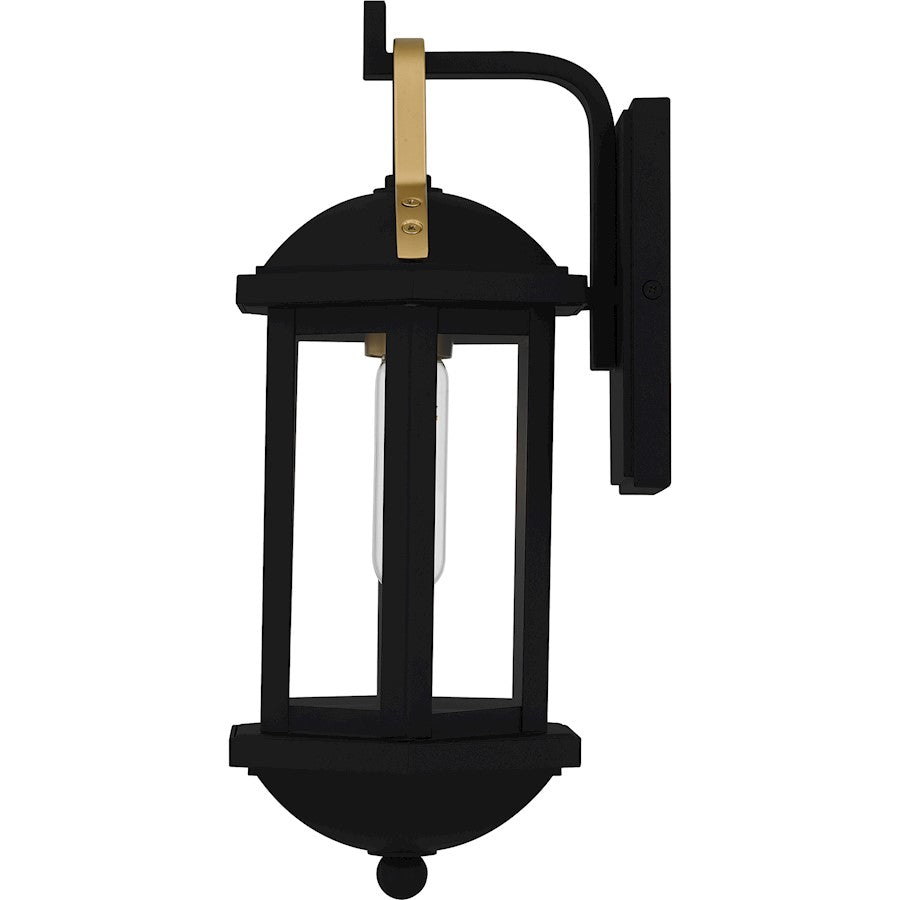 Crestfield 1Light Outdoor Lantern, Matte Black/Clear Glass