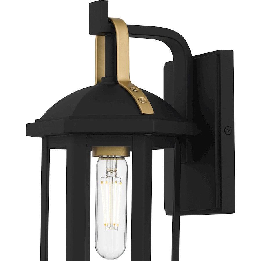 Crestfield 1Light Outdoor Lantern, Matte Black/Clear Glass