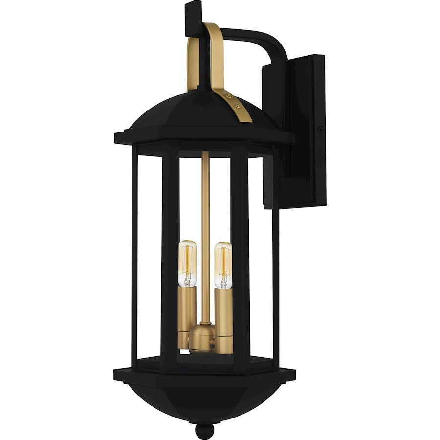 Crestfield 2Light Outdoor Lantern, Matte Black/Clear Glass