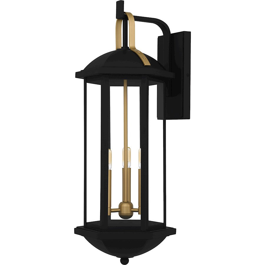 Crestfield 3Lt 26" Outdoor Lantern, Black/Clear