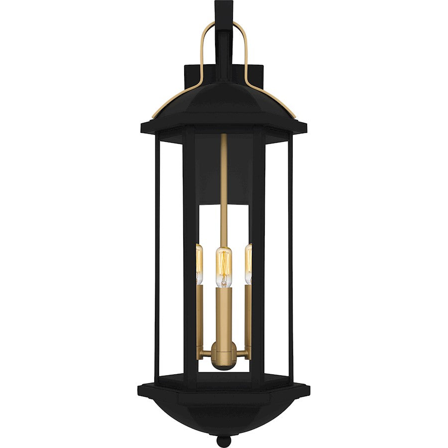 Crestfield 3Lt 26" Outdoor Lantern, Black/Clear