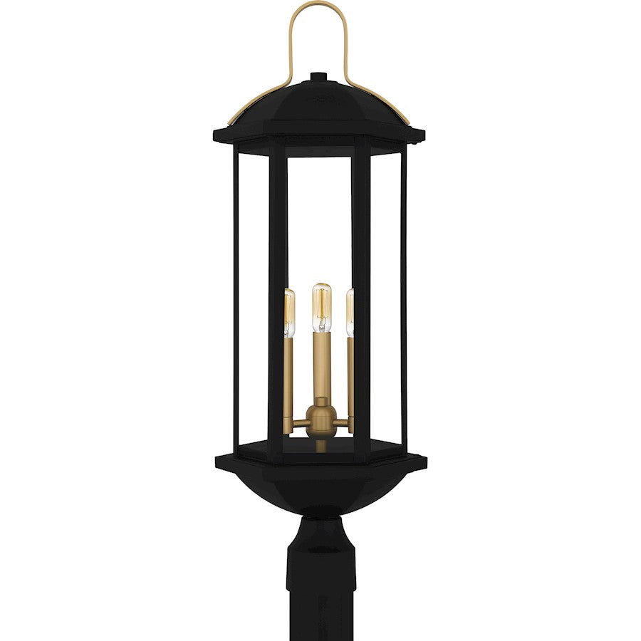 Crestfield 3Lt 28" Outdoor Lantern, Black/Clear