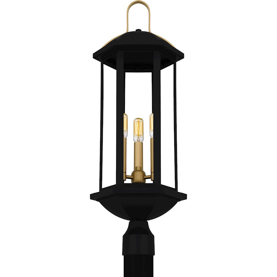 Crestfield 3Lt 28" Outdoor Lantern, Black/Clear
