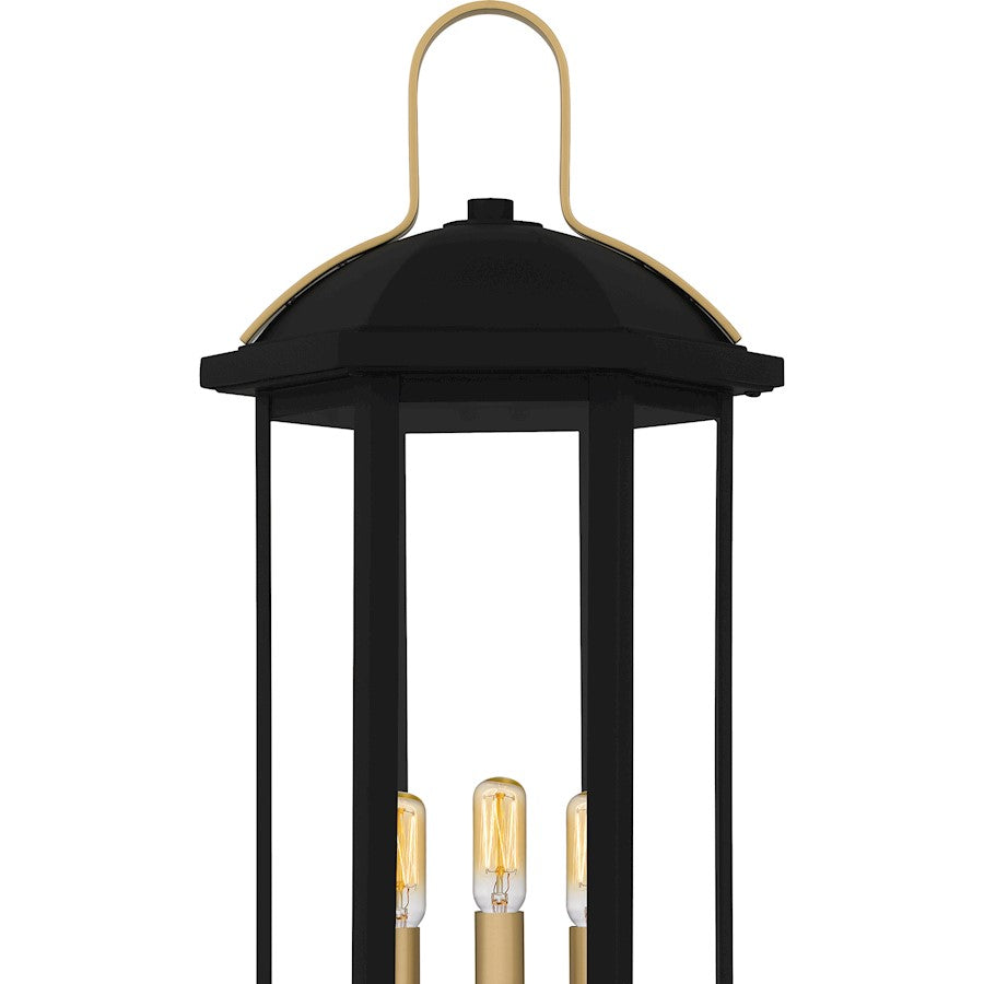 Crestfield 3Lt 28" Outdoor Lantern, Black/Clear