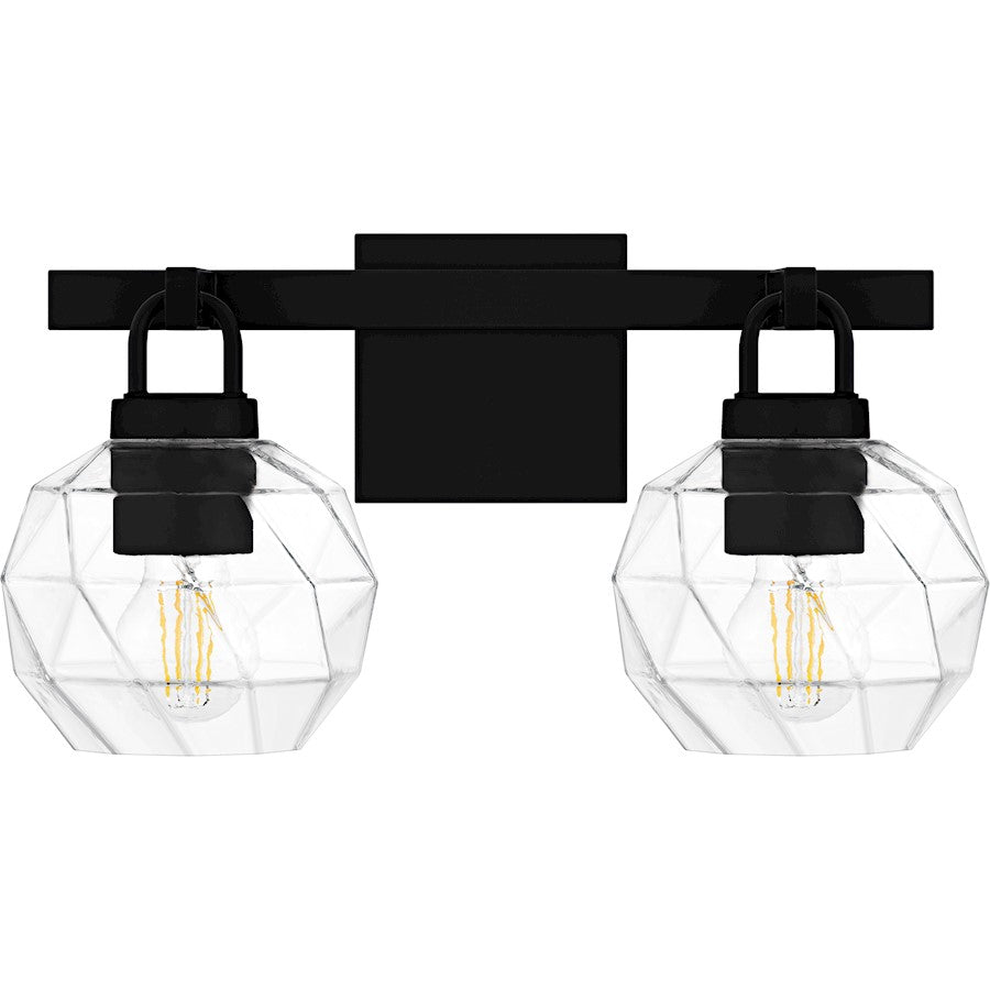 Celina 2Light Bath Light, Matte Black/Clear Faceted Glass