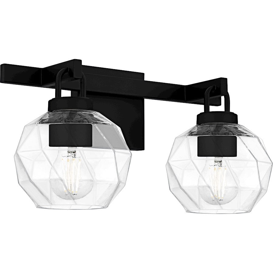 Celina 2Light Bath Light, Matte Black/Clear Faceted Glass