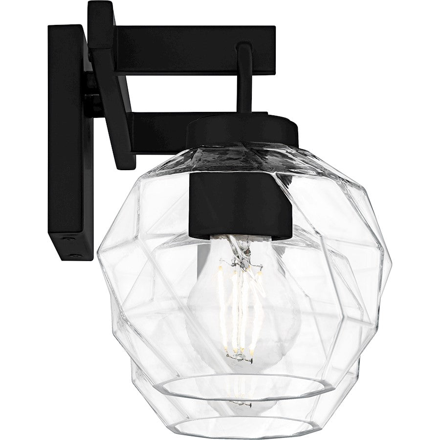 Celina 2Light Bath Light, Matte Black/Clear Faceted Glass