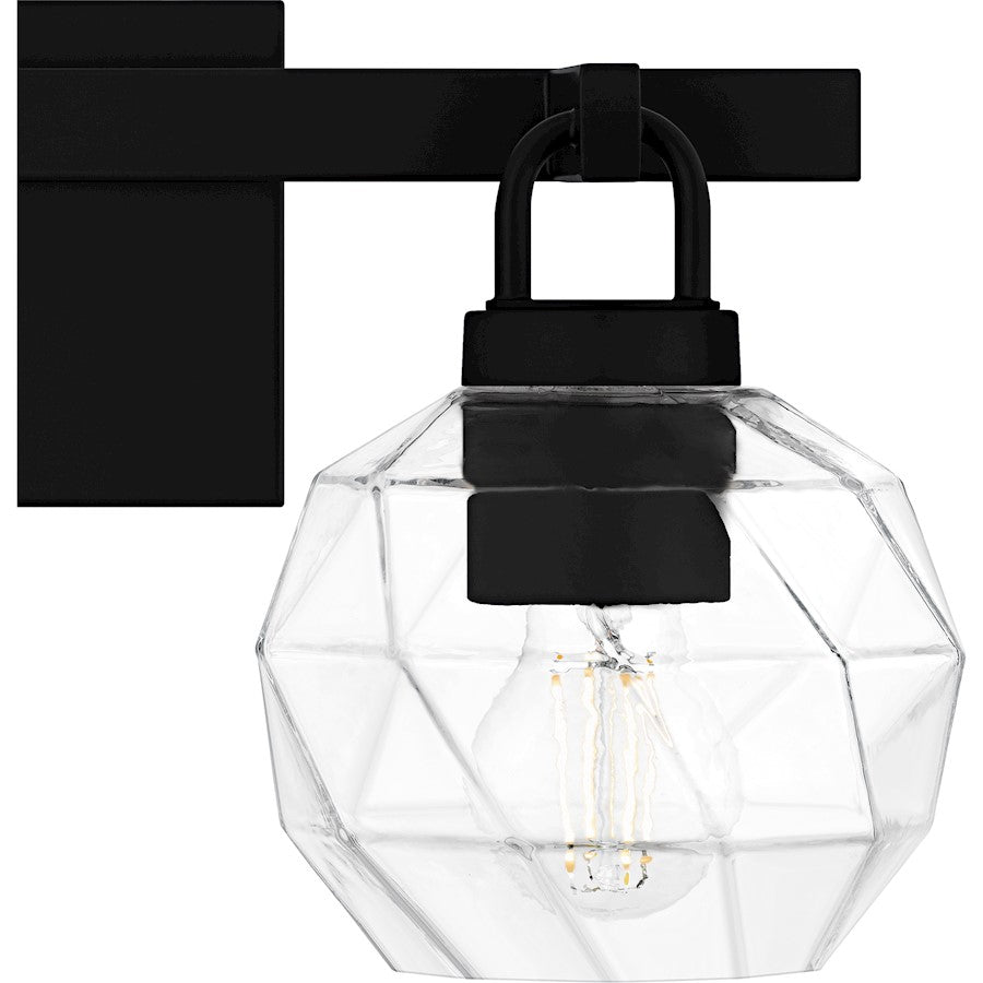 Celina 2Light Bath Light, Matte Black/Clear Faceted Glass