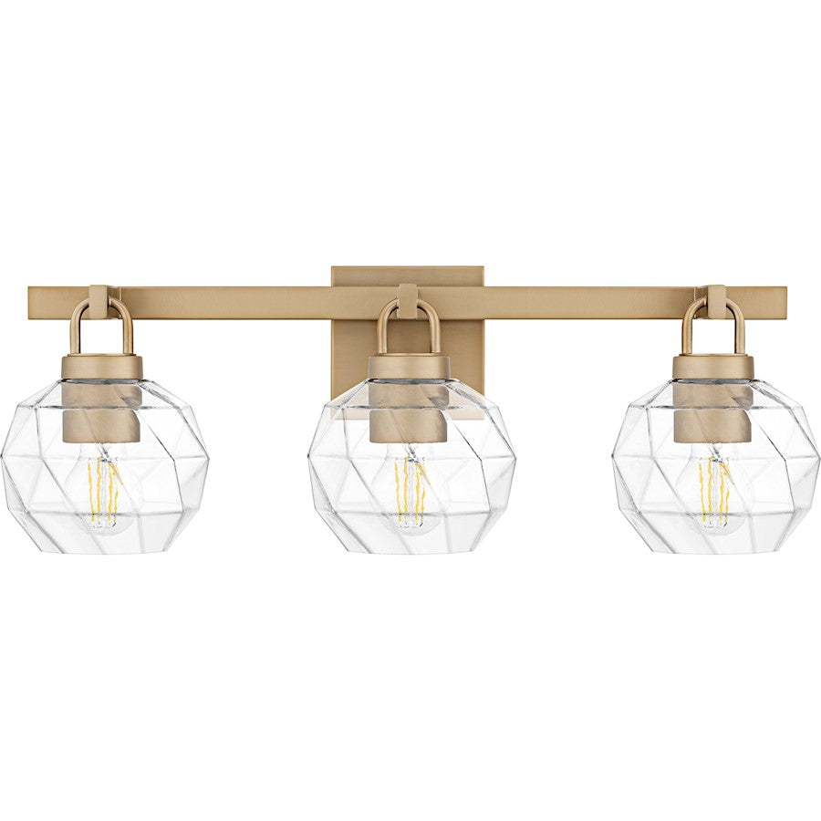 Celina 3Light Bath Light, Bronze Gold/Clear Faceted Glass