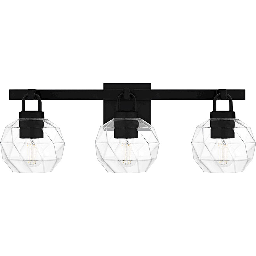 Quoizel Celina 3Light Bath Light, Matte Black/Clear Faceted Glass - CIA8624MBK