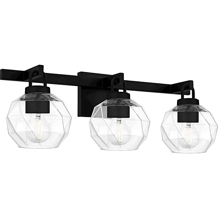 Celina 3Light Bath Light, Matte Black/Clear Faceted Glass