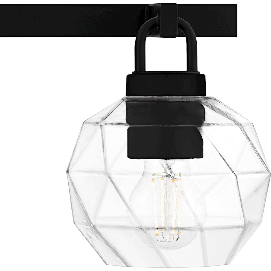 Celina 3Light Bath Light, Matte Black/Clear Faceted Glass