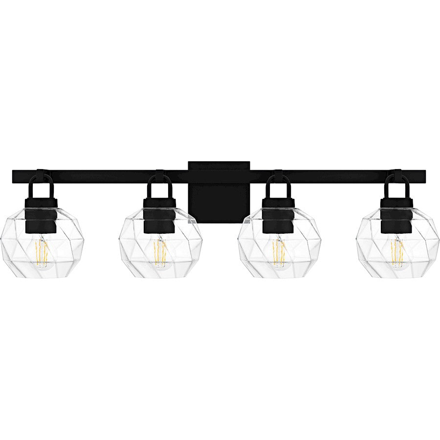 Celina 4Light Bath Light, Matte Black/Clear Faceted Glass