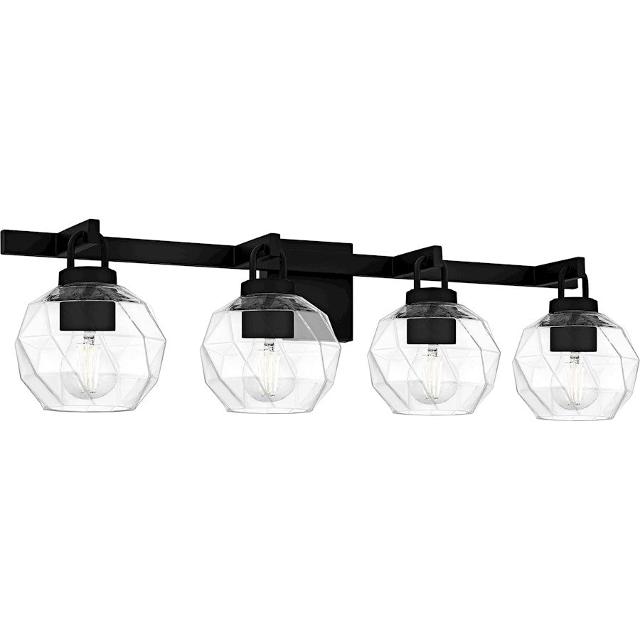 Celina 4Light Bath Light, Matte Black/Clear Faceted Glass