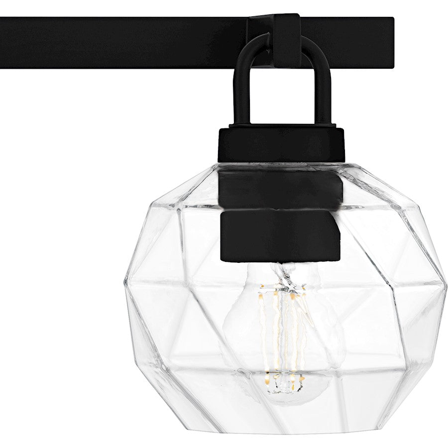 Celina 4Light Bath Light, Matte Black/Clear Faceted Glass
