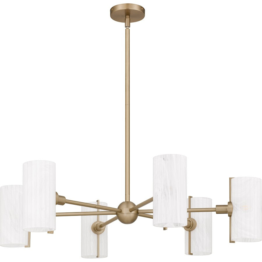 Curran 6Lt Chandelier, Bronze Gold/Clear Ribbed Swirl