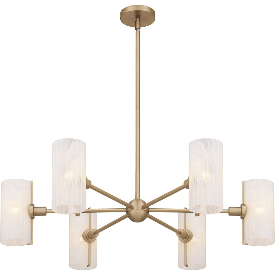 Curran 6Lt Chandelier, Bronze Gold/Clear Ribbed Swirl