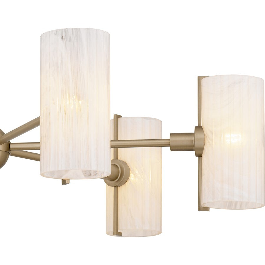 Curran 6Lt Chandelier, Bronze Gold/Clear Ribbed Swirl