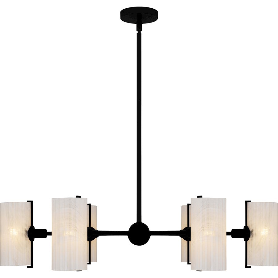 Curran 6Lt Chandelier, Black/Clear Ribbed Swirl