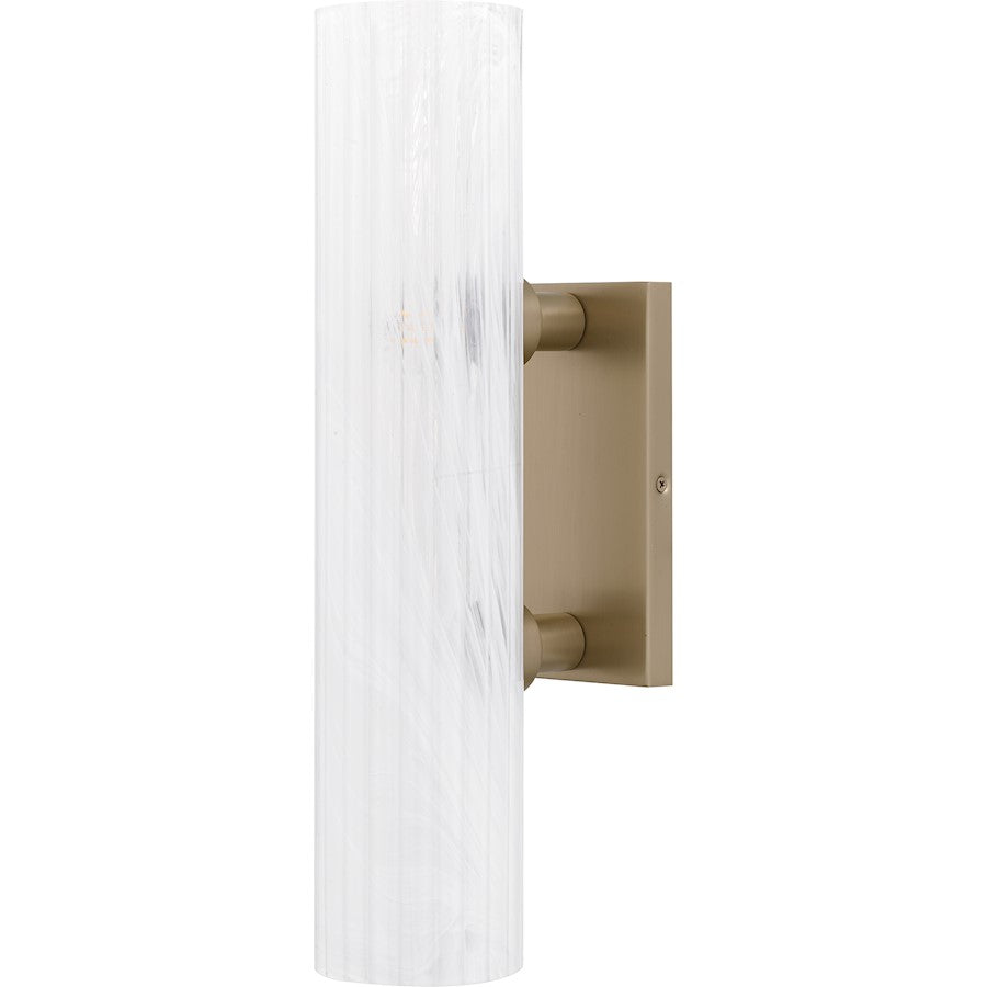 Curran 2Lt Wall Sconce, Bronze Gold/Clear Ribbed Swirl