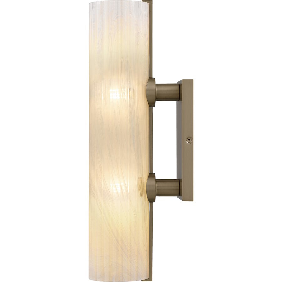 Curran 2Lt Wall Sconce, Bronze Gold/Clear Ribbed Swirl