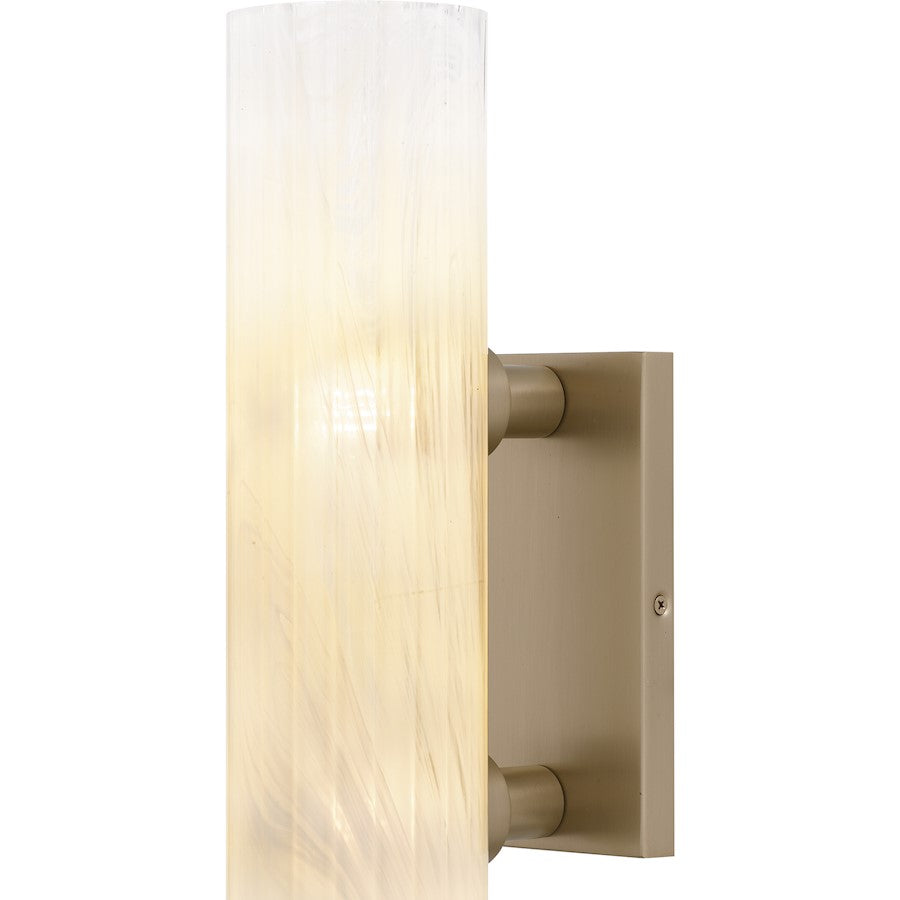 Curran 2Lt Wall Sconce, Bronze Gold/Clear Ribbed Swirl