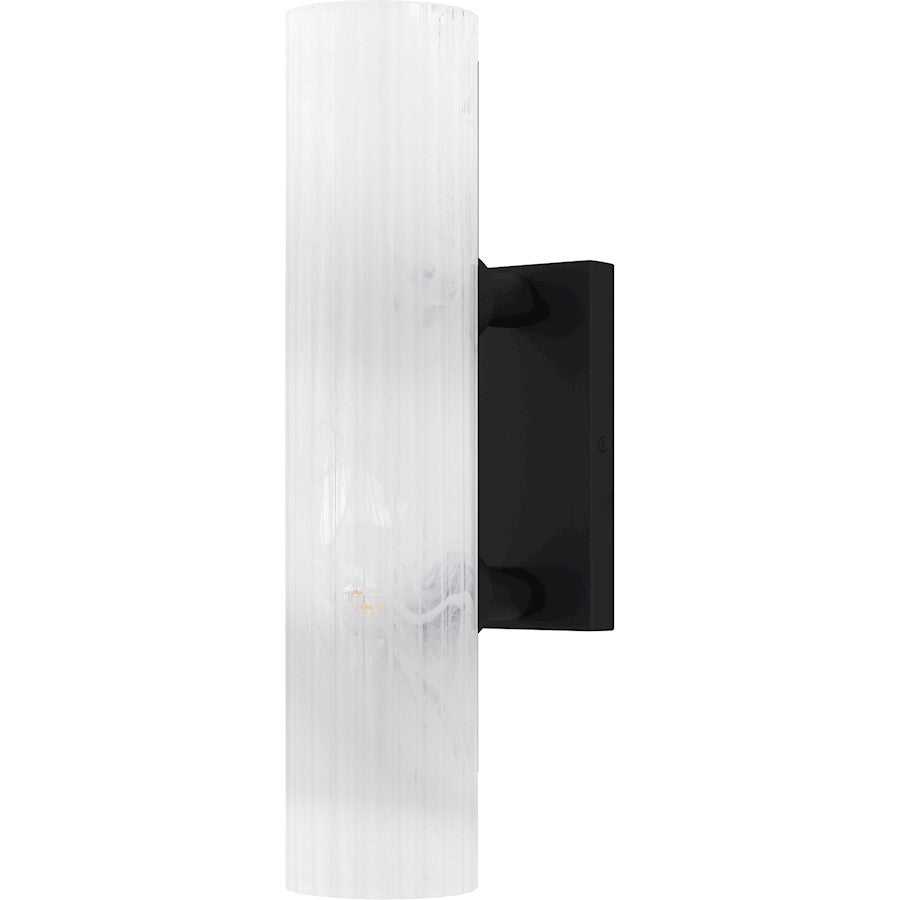 Curran 2Lt Wall Sconce, Black/Clear Ribbed Swirl